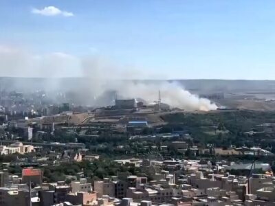 آتش‌سوزی علف‌های هرز در محوطه دانشگاه تبریز